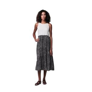 SIMPLY VERA By VERA WANG Ruffle Bottom Ribbed Top Black White Maxi Dress Size L